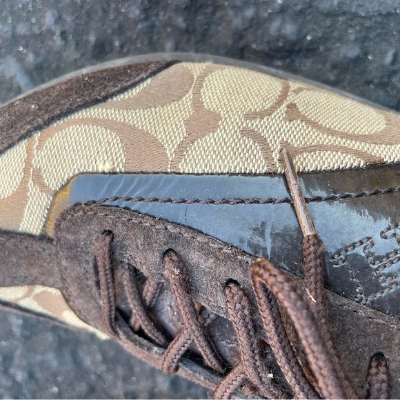 Coach Womens Kodie Oxford Flat Shoes Brown Signature Logo Leather - Picture 11 of 15